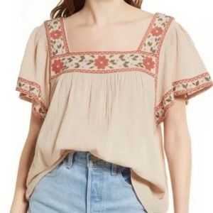 Madewell embroidered square-neck top